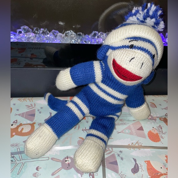 Dan Dee Collector’s choice Knit Sock Monkey Blue White Plush 11" Toy stuff - Picture 3 of 8
